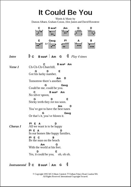 It Could Be You - Guitar Chords/Lyrics, New, Main