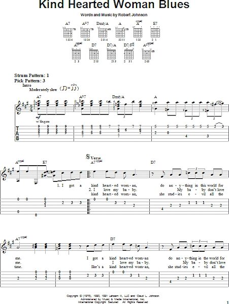 Kind Hearted Woman Blues - Easy Guitar with TAB, New, Main