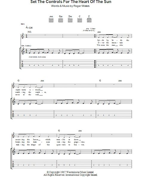Set The Controls For The Heart Of The Sun - Guitar TAB, New, Main