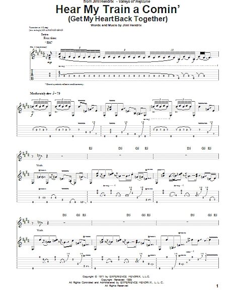 Hear My Train A Comin' (Get My Heart Back Together) - Guitar TAB, New, Main