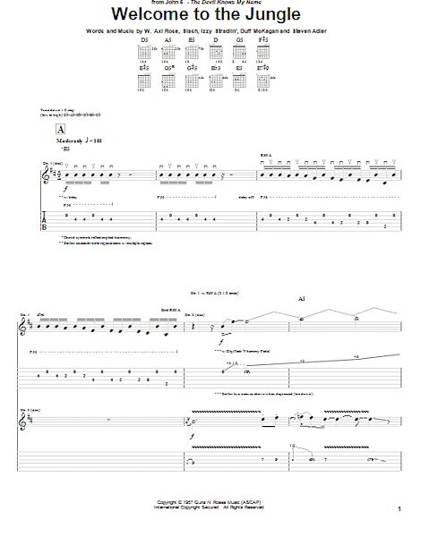 Welcome To The Jungle - Guitar TAB, New, Main