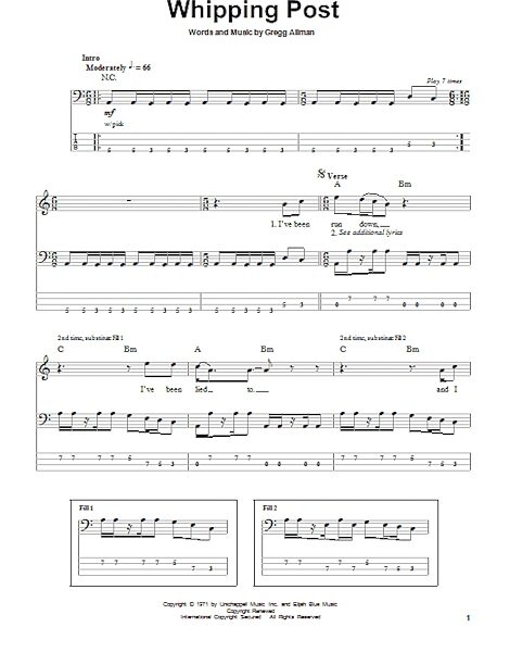Whipping Post - Bass Tab, New, Main