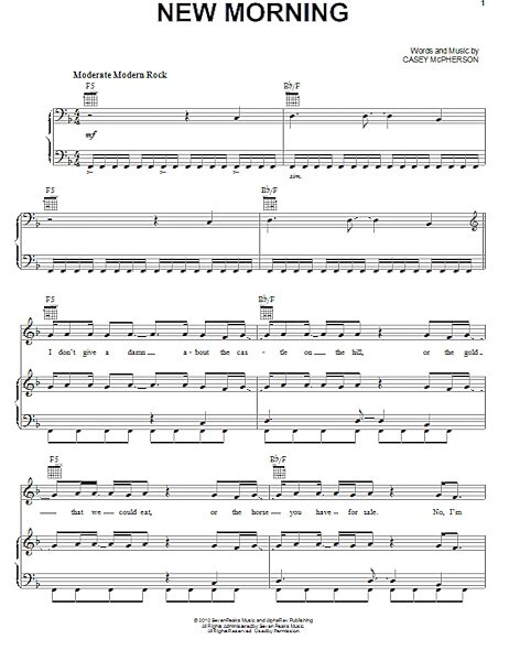 New Morning - Piano/Vocal/Guitar, New, Main