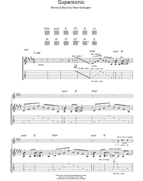 Supersonic - Guitar TAB, New, Main
