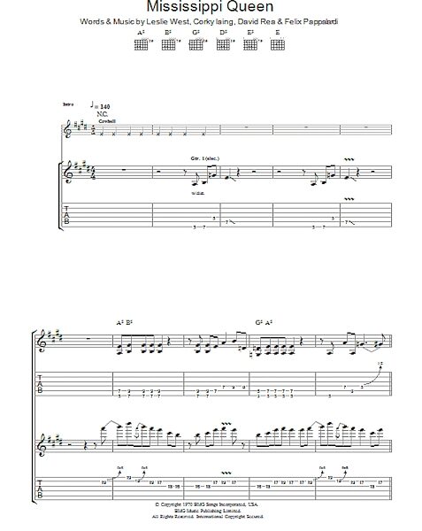 Mississippi Queen - Guitar TAB, New, Main