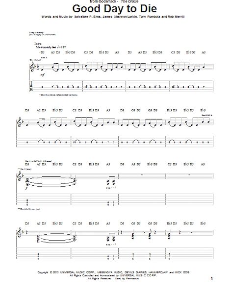 Good Day To Die - Guitar TAB, New, Main
