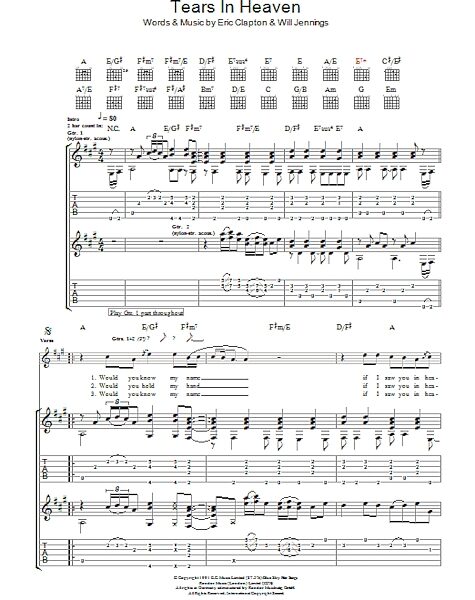 Tears In Heaven - Guitar TAB, New, Main
