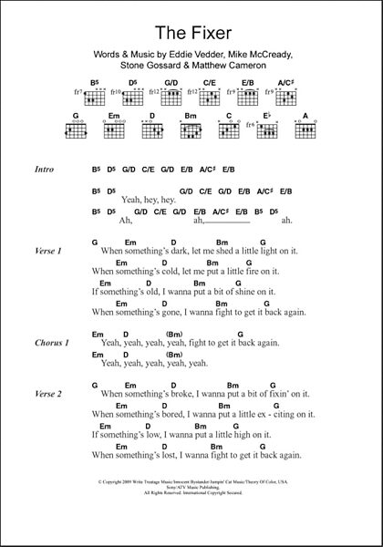 The Fixer - Guitar Chords/Lyrics, New, Main