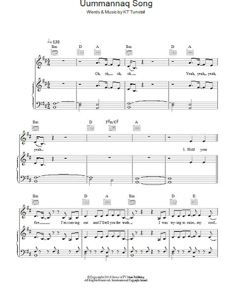 Uummannaq Song - Piano/Vocal/Guitar, New, Main
