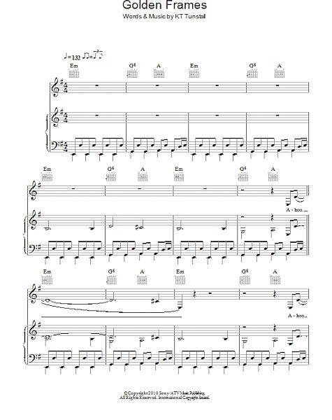 Golden Frames - Piano/Vocal/Guitar, New, Main