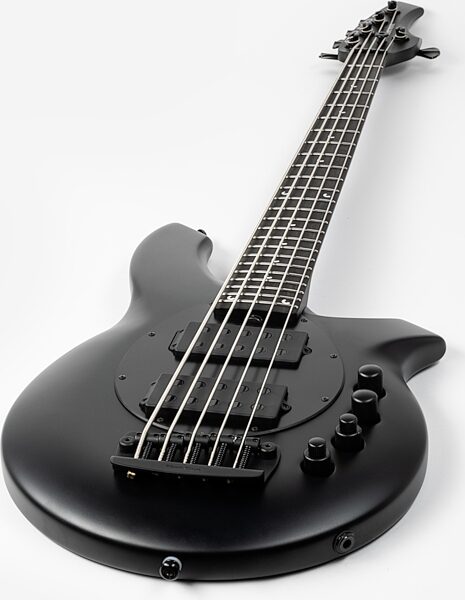 Ernie Ball Music Man Bongo 5HH Electric Bass, 5-String (with Case), Stealth Black, Angled Front