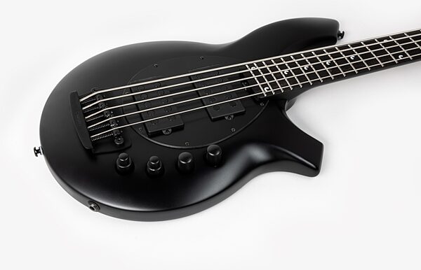 Ernie Ball Music Man Bongo 5HH Electric Bass, 5-String (with Case), Stealth Black, Detail Front