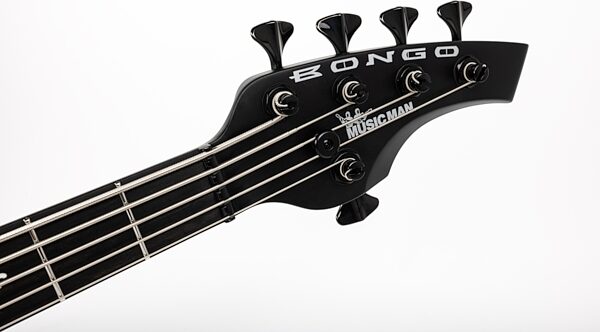 Ernie Ball Music Man Bongo 5HH Electric Bass, 5-String (with Case), Stealth Black, Detail Headstock