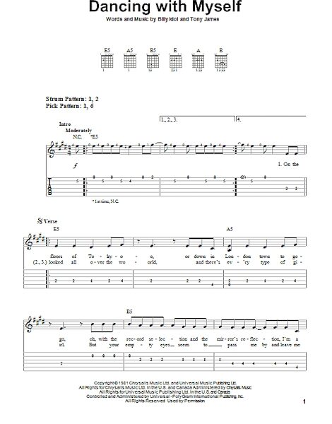 Dancing With Myself - Easy Guitar with TAB, New, Main