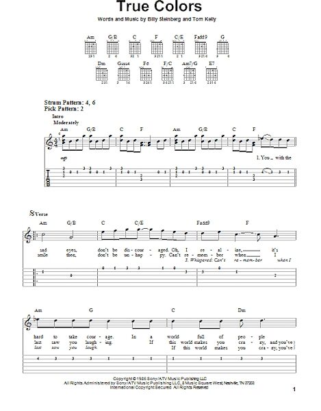 True Colors - Easy Guitar with TAB, New, Main