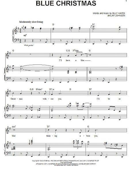 Blue Christmas - Piano Vocal, New, Main