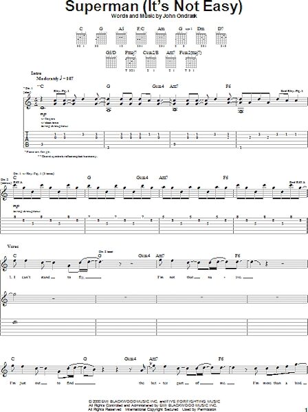 Superman (It's Not Easy) - Guitar TAB, New, Main