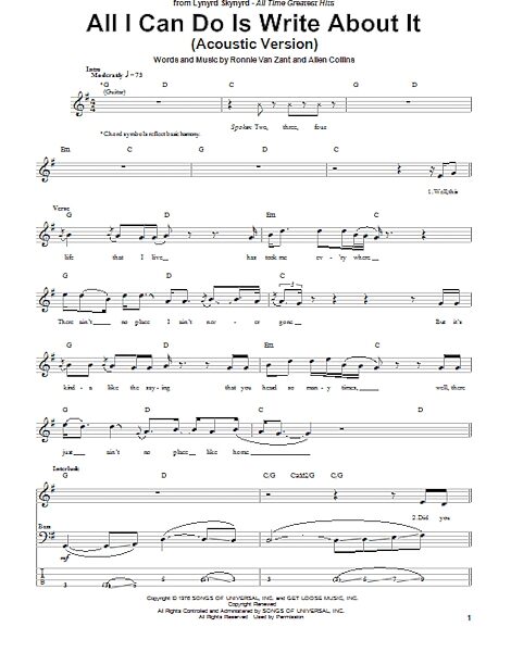 All I Can Do Is Write About It - Bass Tab, New, Main