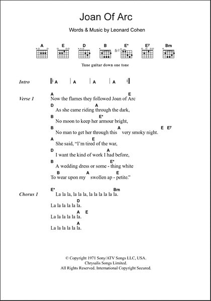Joan Of Arc - Guitar Chords/Lyrics, New, Main