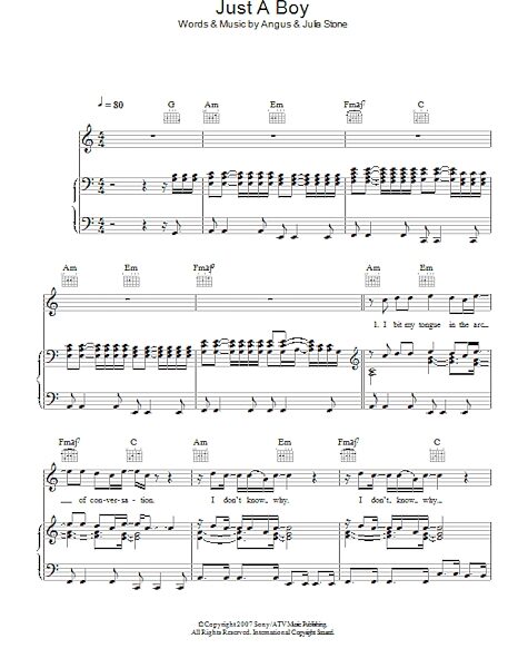 Just A Boy - Piano/Vocal/Guitar, New, Main