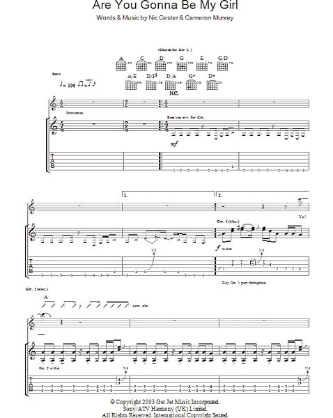 Are You Gonna Be My Girl - Guitar TAB, New, Main