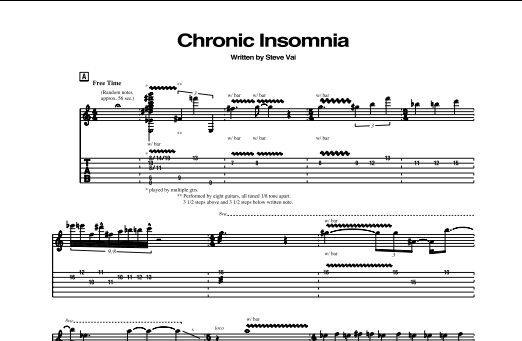 Chronic Insomnia - Guitar TAB, New, Main