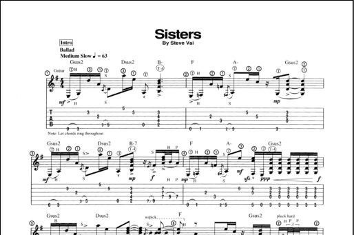 Sisters - Guitar TAB, New, Main