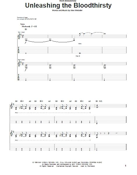 Unleashing The Bloodthirsty - Guitar TAB, New, Main