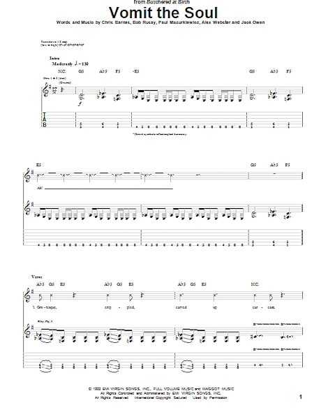 Vomit The Soul - Guitar TAB, New, Main
