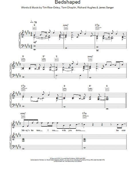 Bedshaped - Piano/Vocal/Guitar, New, Main