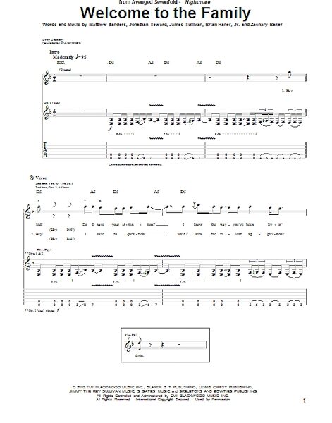 Welcome To The Family - Guitar TAB, New, Main