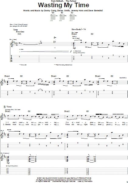 Wasting My Time - Guitar TAB, New, Main