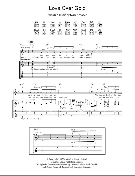 Love Over Gold - Guitar TAB, New, Main