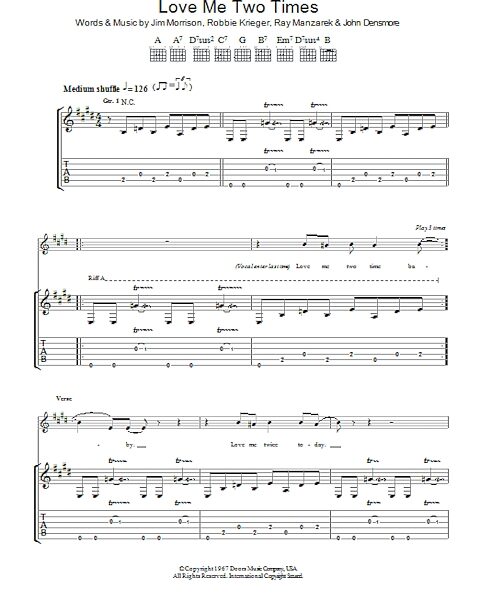 Love Me Two Times - Guitar TAB, New, Main