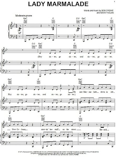 Lady Marmalade - Piano/Vocal/Guitar, New, Main