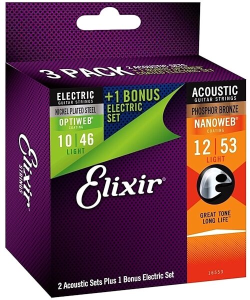 Elixir Bonus Pack Nanoweb Acoustic Guitar Strings (2-Pack), Side