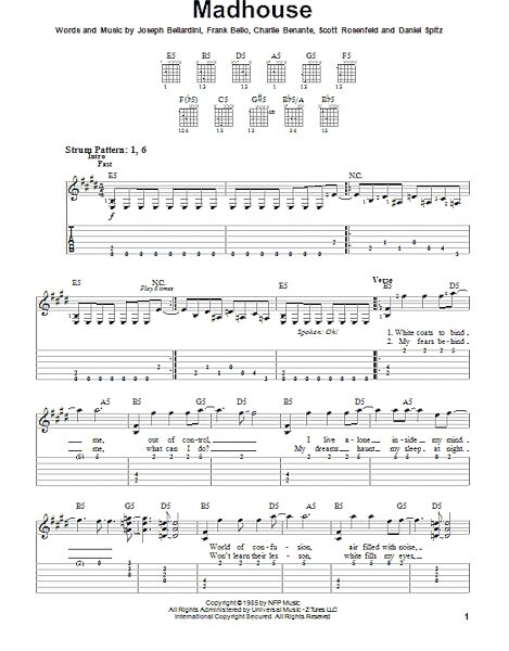 Madhouse - Easy Guitar with TAB, New, Main
