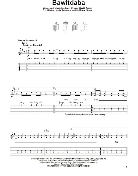 Bawitdaba - Easy Guitar with TAB, New, Main