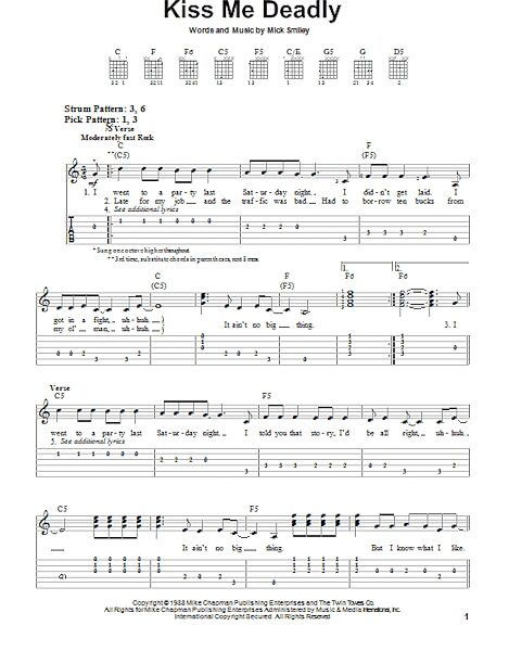 Kiss Me Deadly - Easy Guitar with TAB, New, Main