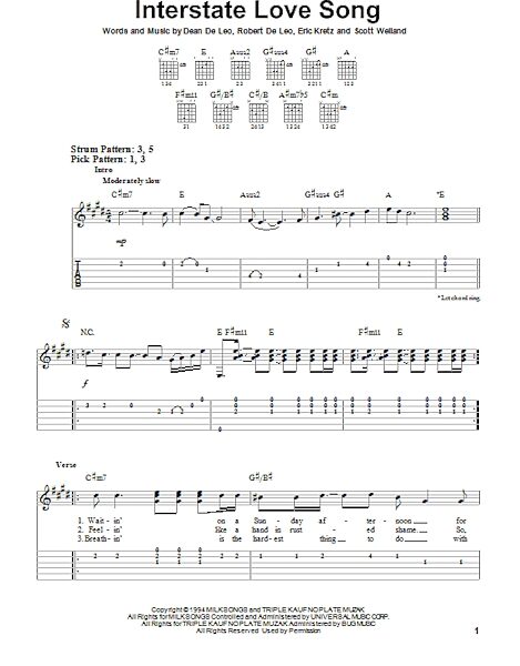 Interstate Love Song - Easy Guitar with TAB, New, Main