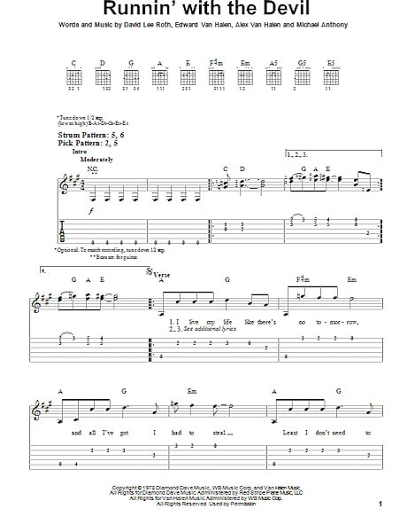 Runnin' With The Devil - Easy Guitar with TAB, New, Main