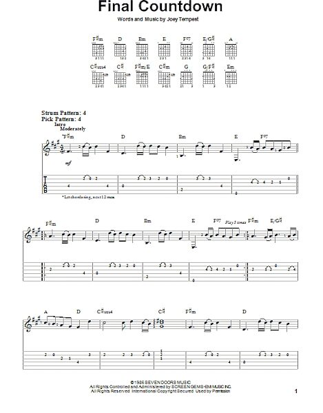 Final Countdown - Easy Guitar with TAB, New, Main