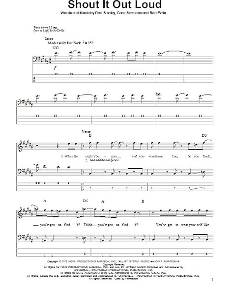 Shout It Out Loud - Bass Tab, New, Main