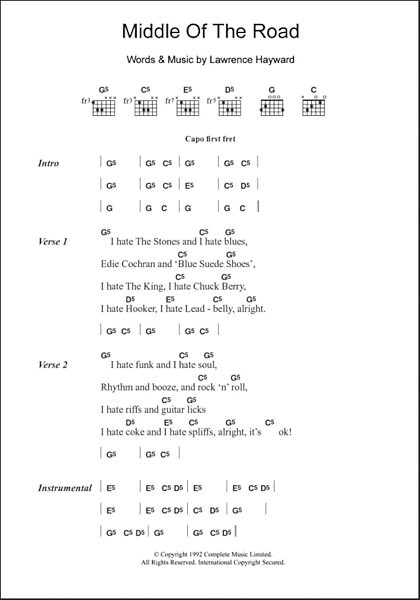 Middle Of The Road - Guitar Chords/Lyrics, Main