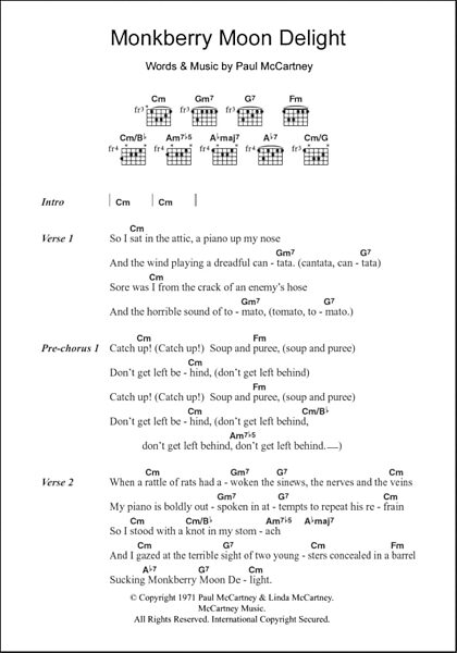 Monkberry Moon Delight - Guitar Chords/Lyrics, Main