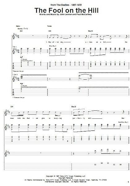 The Fool On The Hill - Guitar TAB, New, Main