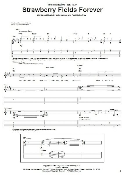 Strawberry Fields Forever - Guitar TAB, New, Main