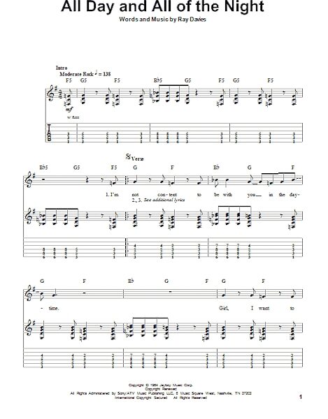 All Day And All Of The Night - Guitar Tab Play-Along, New, Main