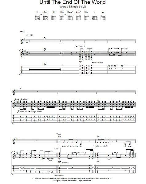 Until The End Of The World - Guitar TAB, New, Main