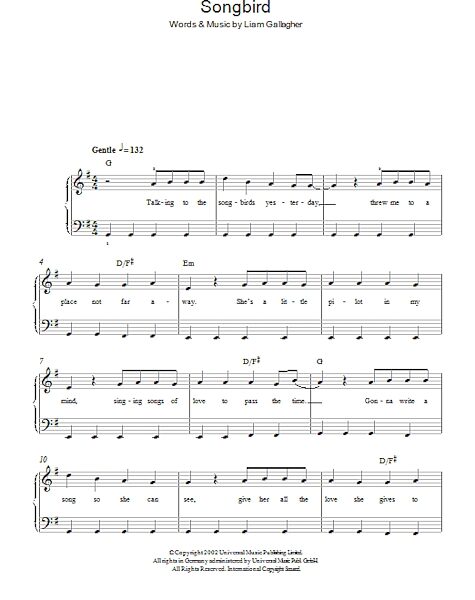 Songbird - Easy Piano, New, Main